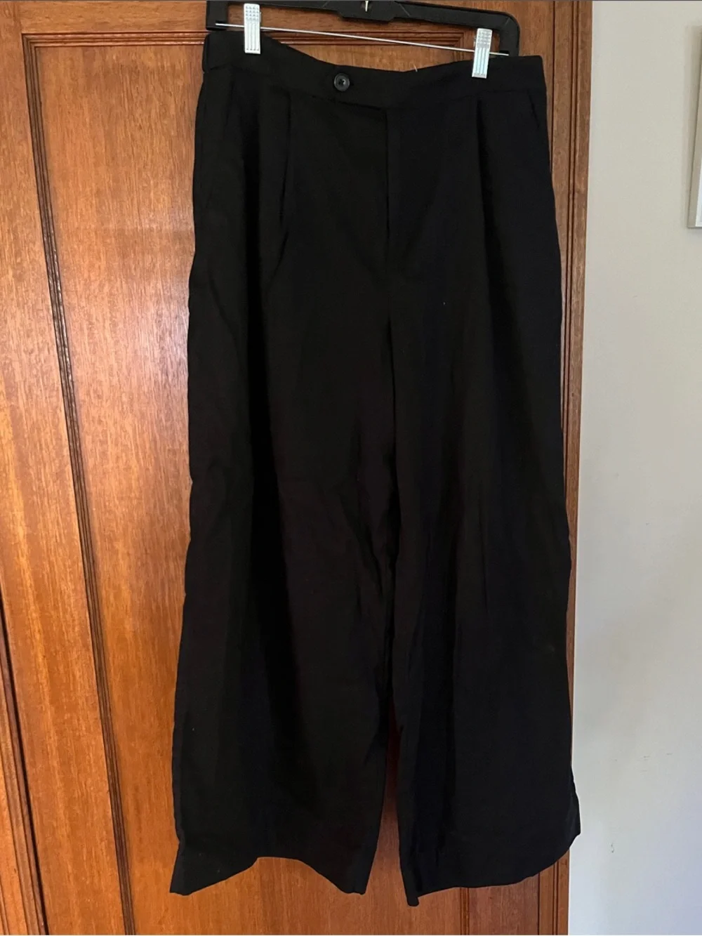 Banana Republic Black Wide-Leg Linen Pants - Size 12 - Picture 1 of 3